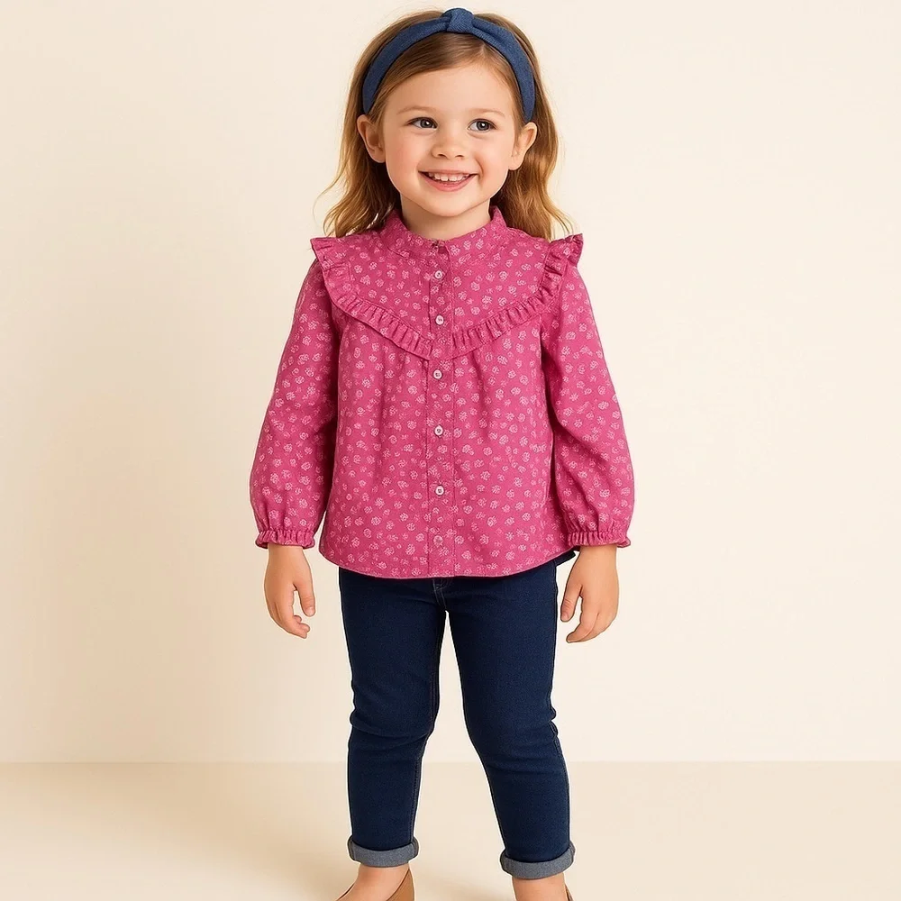 GAP Kids | Fuchsia | TODDLER RUFFLE BUTTON -DOWN SHIRT